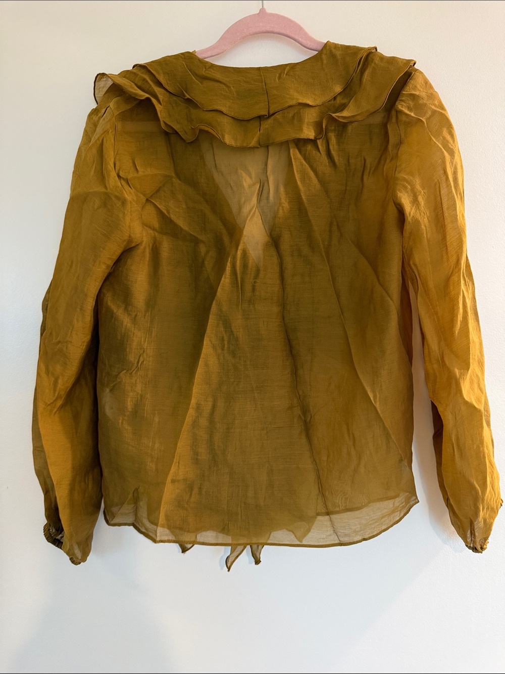 Zara Mustard Ruffle Front Blouse - Picture 3 of 3